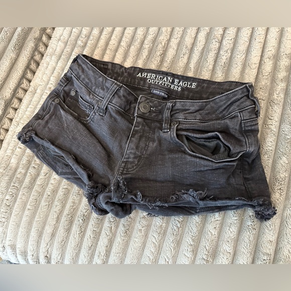 American Eagle Outfitters Super Low Shore Distressed Denim Shorts - Picture 2 of 7